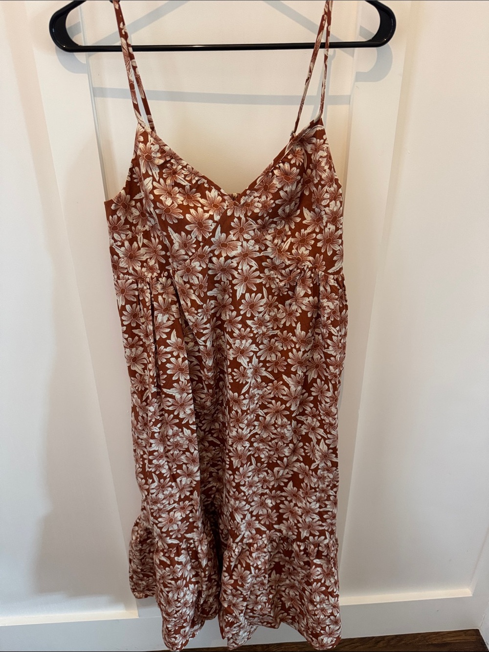 GAP Brown and Cream Floral Midi Slip Dress
